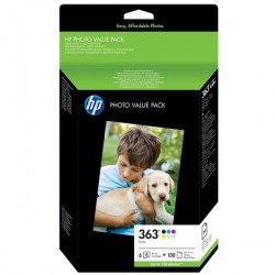 HP  (363) Original Ink cartridge multi pack Bk,C,M,Y,LC,LM + Photopaper 10x15 150 sheet (Q7966EE)