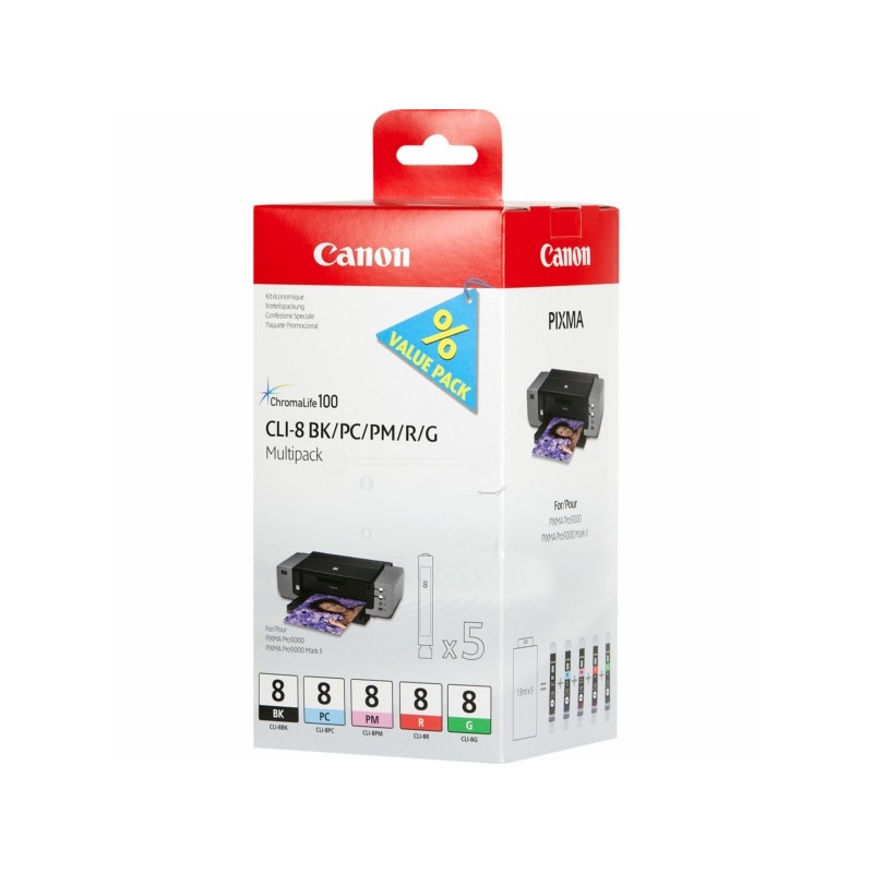 Canon  (CLI-8) Original Ink cartridge multi pack Bk,PC,PM,R,G (0620B027)