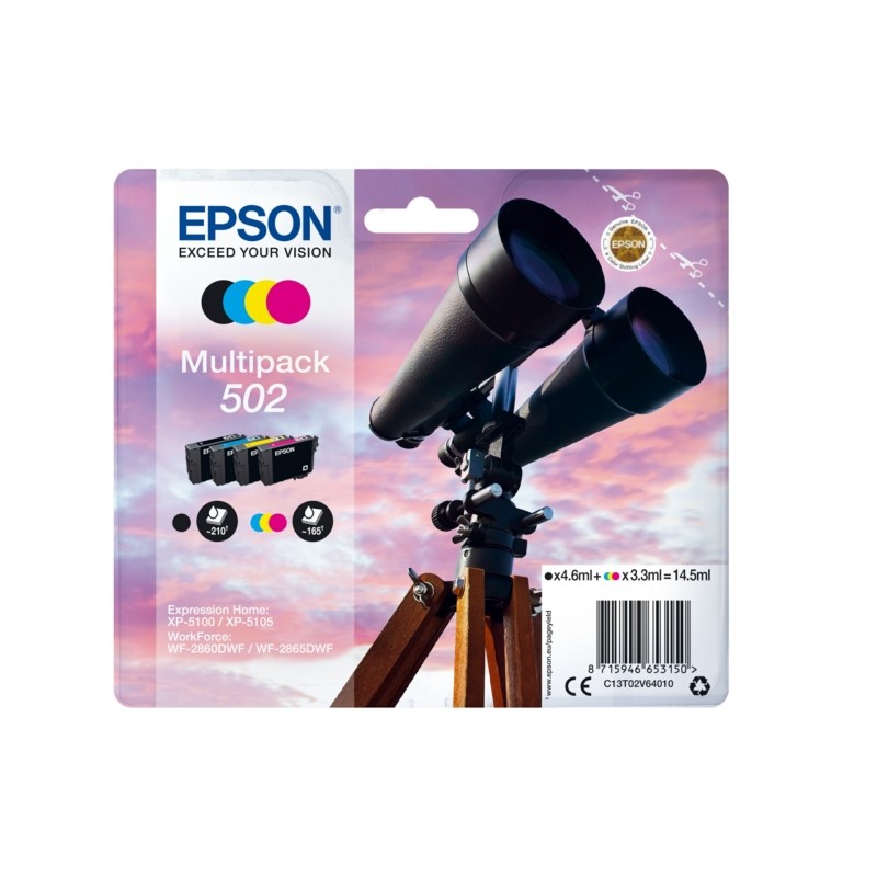 Epson  (502) Original Ink cartridge multi pack Bk,C,M,Y (C13T02V64010)