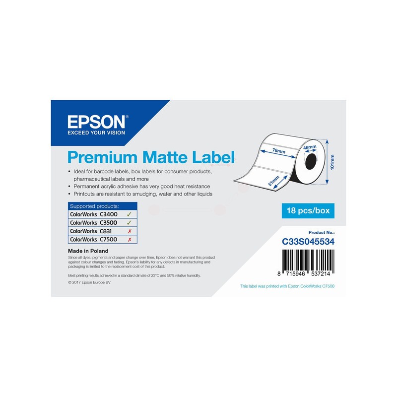 Epson Original Format-etikettes die-cut 76mm x 51mm (C33S045534)