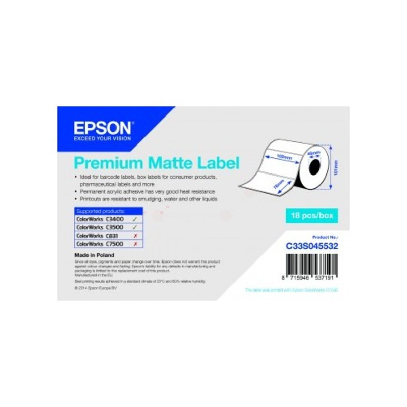Epson Original Format-etikettes matt die-cut 102mm x 76mm (C33S045532)