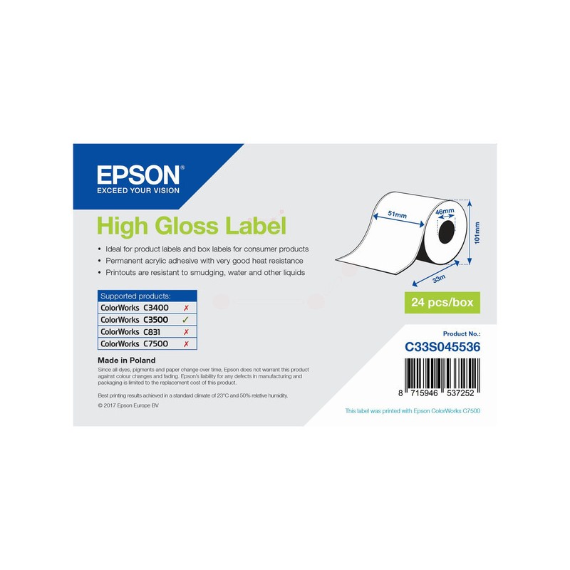 Epson Original Format-etikettes high-gloss 51mm x 33m (C33S045536)
