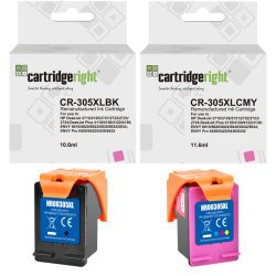 HP Compatible 305XL Ink Cartridge Multipack 2x18ml Black and Color - High Capacity