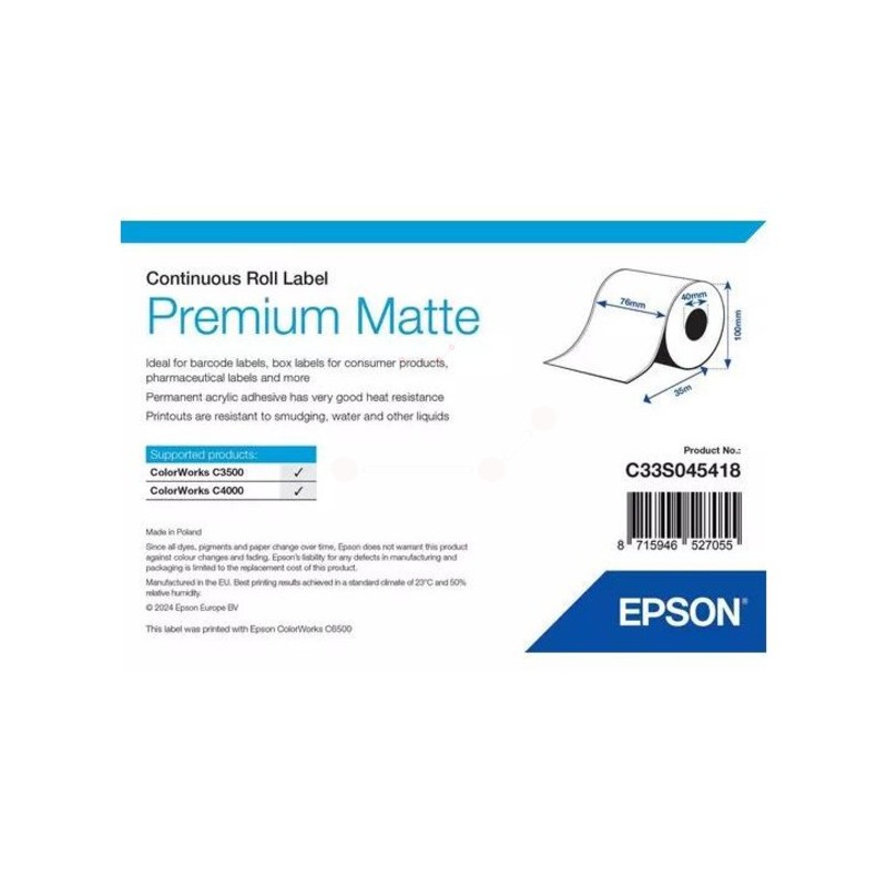 Epson Original Continous label roll matt Premium 76mm x 35m (C33S045418)