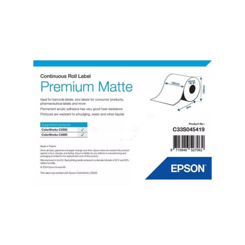 Epson Original Continous label roll matt Premium 102mm x 35m (C33S045419)