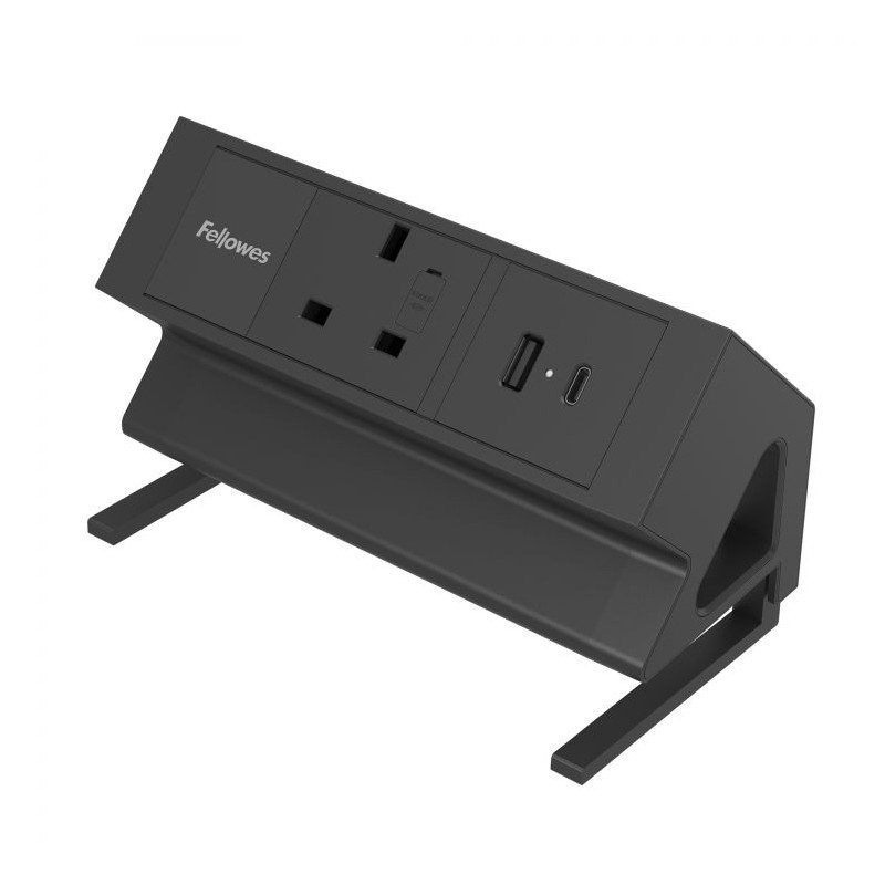 Fellowes Power Desk 1 Socket, 1 USB-A & 1 USB-C Ports Black