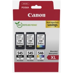 Canon Black x 2 and Colour x 1 (PG-545 XL BK x 2 CL-546 XL x 1) Original Printhead Cartridge Multi Pack(8286B013)