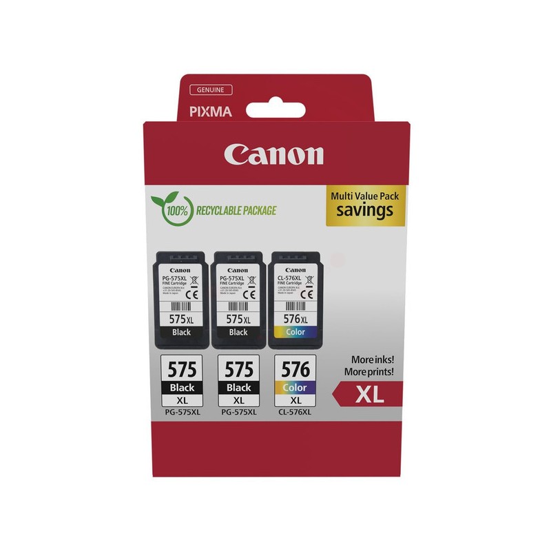 Canon  (PG-575 XLCL 576 XL) Original Printhead cartridge multi pack 2x black +1x color high-capacity (5437C004)