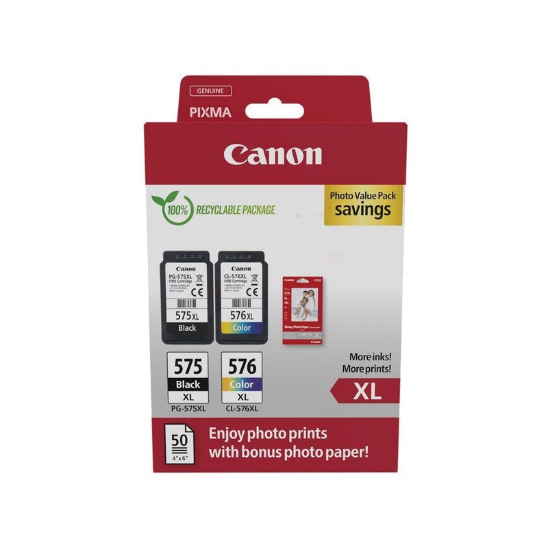 Canon  (PG-575 XLCL 576 XL) Original Printhead cartridge multi pack black + color high-capacity PVP (5437C006)