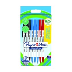 Paper Mate 2187680 Kilometrico Recycled Assorted Ball Pen pack of 8 pens