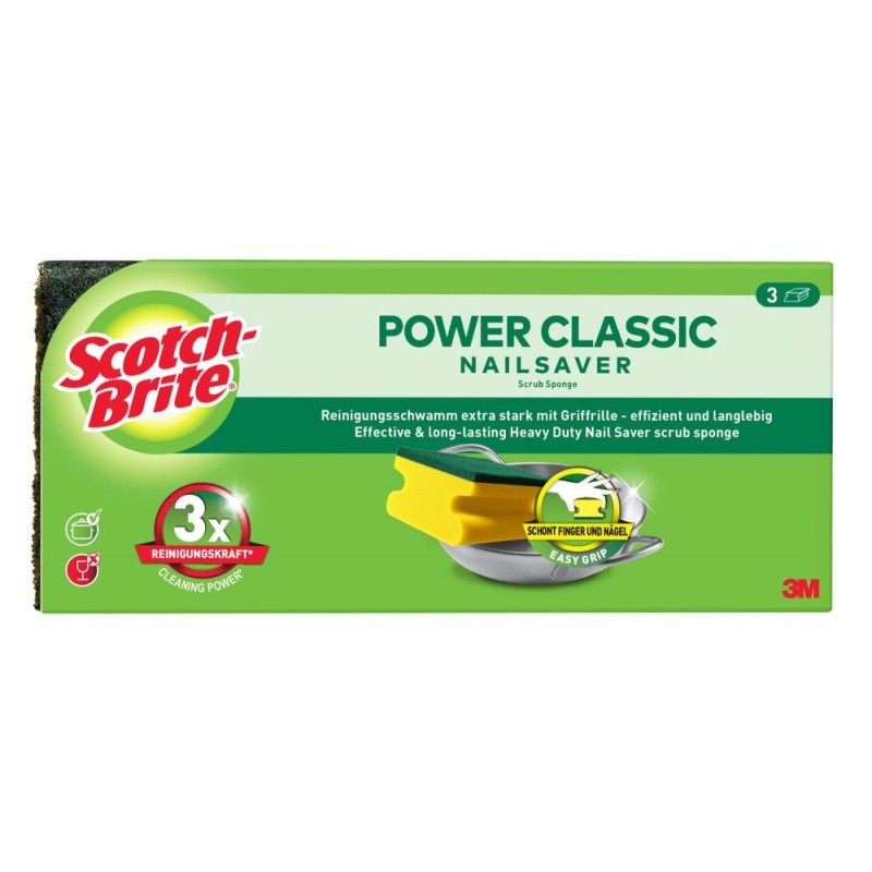 Scotch-Brite Pack of 3 Classic Nail Saver Scrub Sponge
