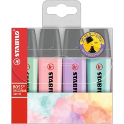 STABILO BOSS ORIGINAL Pastel Highlighter Pack 4 Assorted Colours