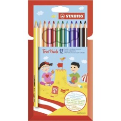 STABILO Trio thick Triangular Colouring Pencil Pack of 12 Assorted Col