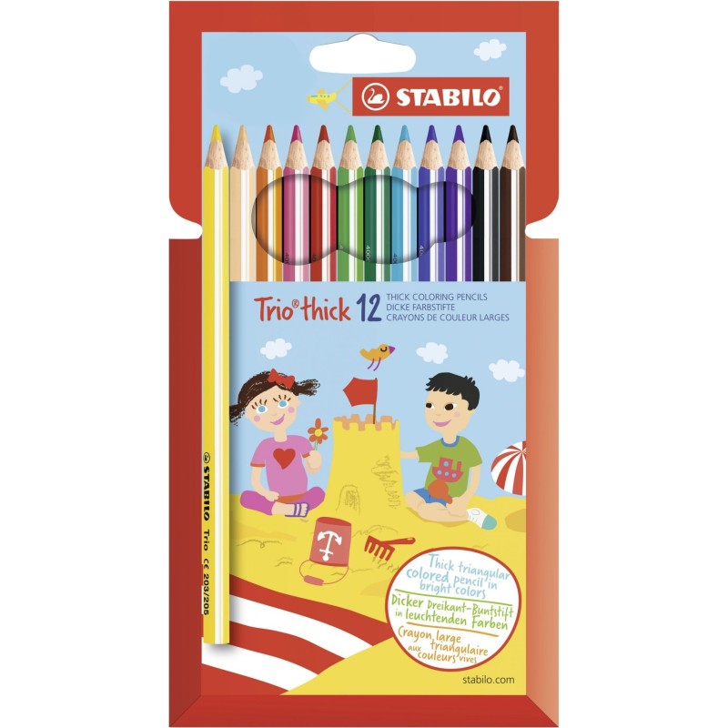 STABILO Trio thick Triangular Colouring Pencil Pack of 12 Assorted Col