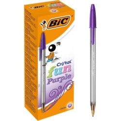 Bic Pack of 20 Cristal Fun Purple Ballpoint Pen 1.6mm Tip