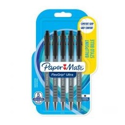 Paper Mate 2027751 Flexgrip 5 pack Black ink Retractable Ball Pen