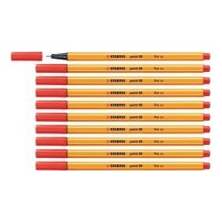 STABILO point 88 Fineliner Pack of 10 Red