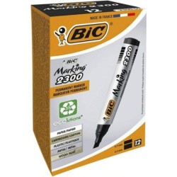 Bic Pack of 12 Ecolutions Marking2300 Permanent Marker Chisel Tip Blk