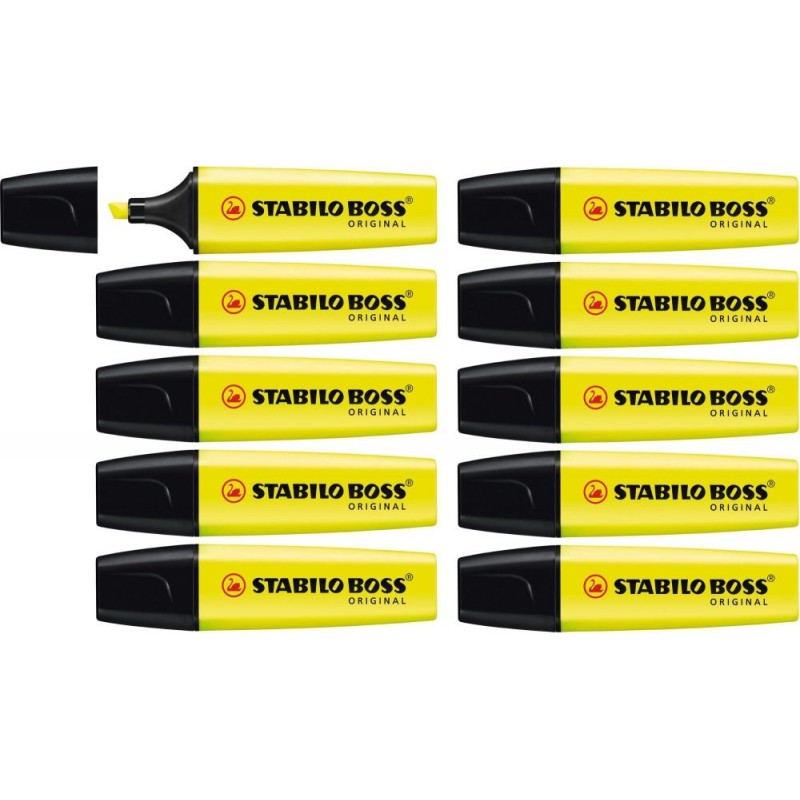 STABILO BOSS ORIGINAL Highlighter Box of 10 Yellow