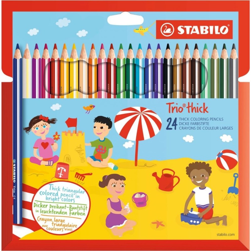 STABILO Trio thick Triangular Colouring Pencil Pack of 24 Assorted Col