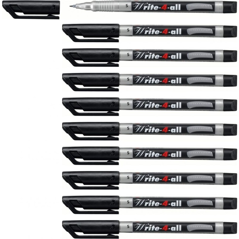 STABILO Write-4-all Permanent Marker Pen Superfine Pack of 10 Black