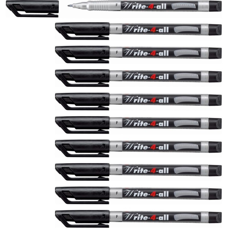 STABILO Write-4-all Permanent Marker Pen Fine Pack of 10 Black
