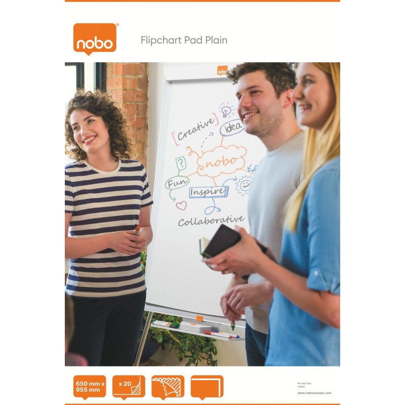 Nobo 1901631 20 Page 650x955mm Flipchart Pad - Single Pack