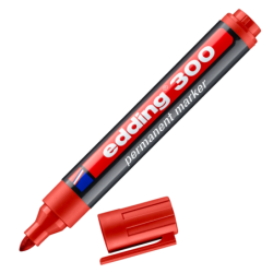 edding 300 Permanent Marker A8 Bullet Red Box of 10