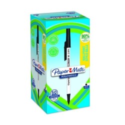 Paper Mate 2187701 Kilometrico Recycled Black Ball Pen pack of 50 pens