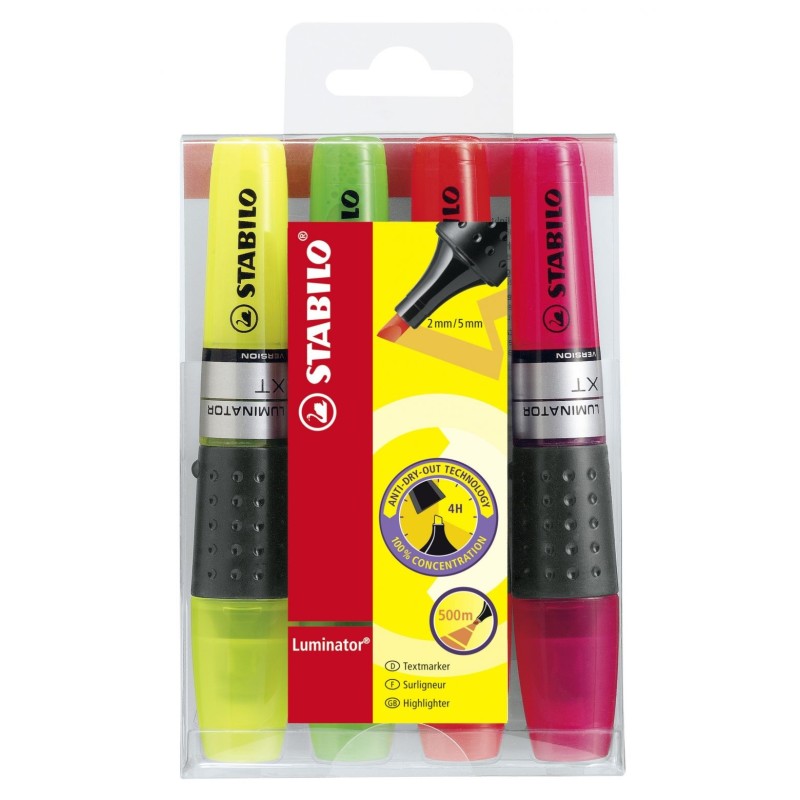 STABILO LUMINATOR Highlighter Pack of 4 Assorted Colours
