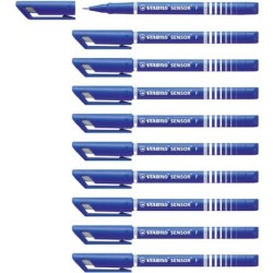 STABILO SENSOR fine Fineliner with Cushioned F-Tip Pack of 10 Blue