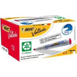 Bic Pack of 12 Ecolutions Velleda1701 Whiteboard Marker Bullet Tip Red