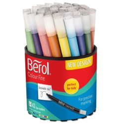 Berol Felt Tip Colouring Pens Assorted colours 0.6mm Tub of 42