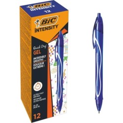 Bic Pack of 12 Gel-ocity Quick Dry Gel Retractable Rollerball Pen Blue