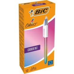 Bic Pack of 12 Assorted Colour Multicolour Gradient Barrel Ballpoint Pen
