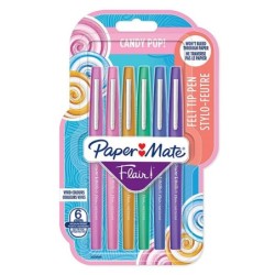 Paper Mate 2028899 6 Pack Assorted colours Flair Candy Pop Felt Pens Box of 12 packs