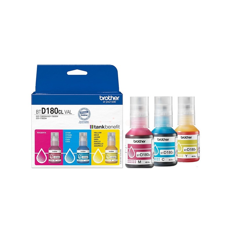 Brother Original Ink bottle Multipack C,M,Y (BT-D180CLVAL)