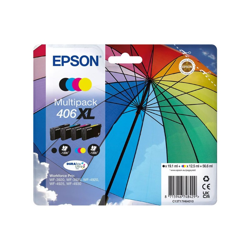 Epson  (406XL) Original Ink cartridge multi pack Bk,C,M,Y high-capacity (C13T17H64010)